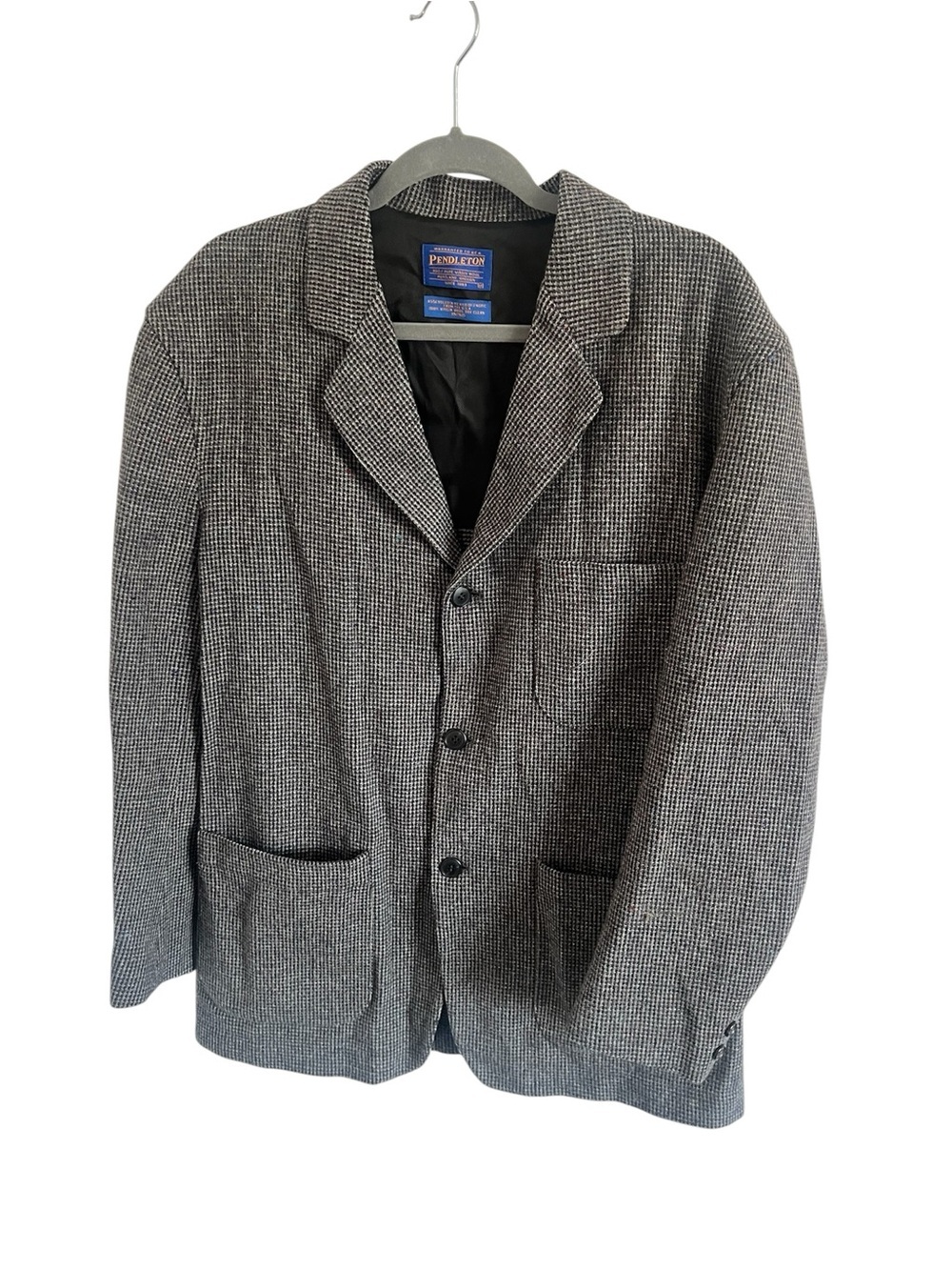 Pendleton Men's Gray Houndstooth Wool Blazer, size medium